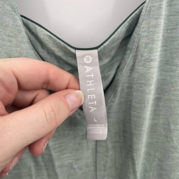 Athleta Santorini Support Green Women Large V Neck Mini Tank Athleisure Dress - Picture 3 of 7